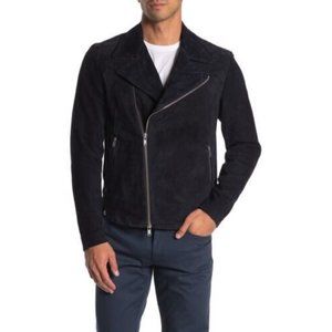Theory Jax Amorim Goat Suede Moto Jacket Dark Navy - Size Small